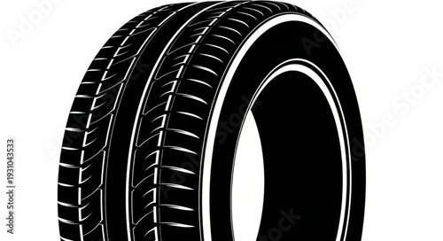 Close up of a black car tire tread detail.