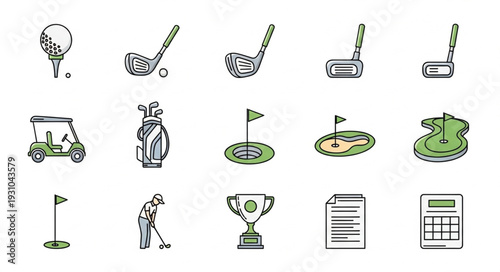 Collection of Golf Icons and Symbols for Sport and Leisure.