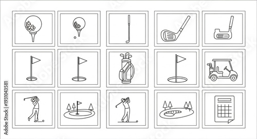 Collection of Golf Icons and Illustrations.