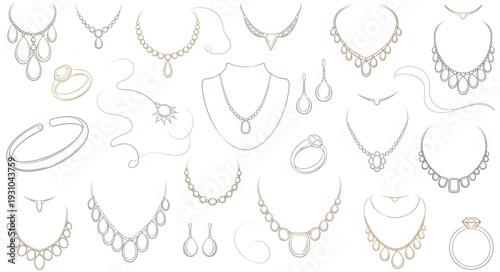 Collection of elegant diamond necklaces and bracelets for women.