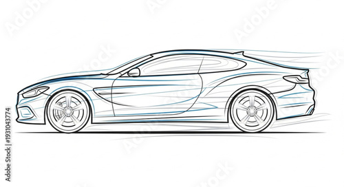 Sleek Sports Car Sketch in Motion.