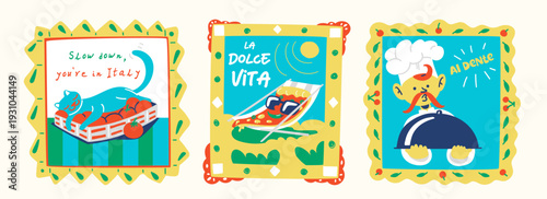 Italian Food Poster Set Vintage