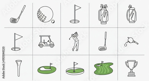 Collection of Golf Icons and Symbols for Sports and Leisure.