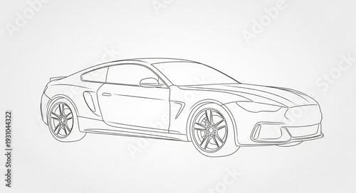 Sleek Sports Car Outline Drawing Minimalist Design.
