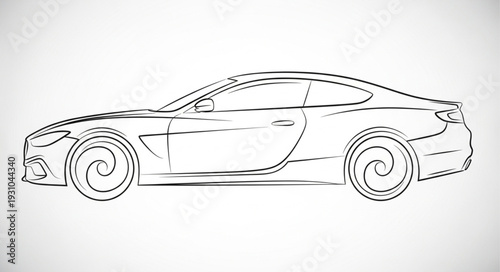 Sketch of a Modern Sports Car Side View.