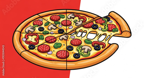 Delicious Pepperoni Pizza with Melted Cheese and Toppings.