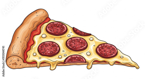 Delicious slice of pepperoni pizza with melted cheese.