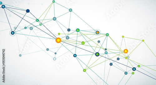 Abstract network of connected nodes and lines.