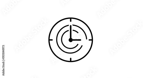 Minimalist Clock Icon with Concentric Circles and Target Symbol, Time Concept