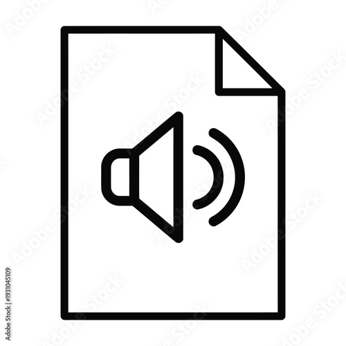 Audio File Document Icon Representing Multimedia Sound Playback and Digital Media Content