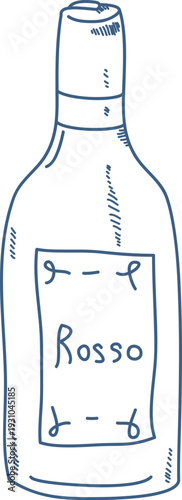 Wine Bottle Rosso Sketch