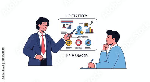 Businessman explaining HR strategy to colleague.