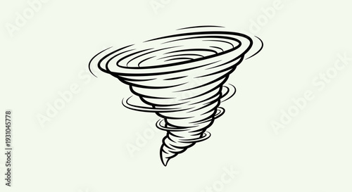 Hand-drawn tornado illustration, swirling wind vortex, storm symbol, weather icon, graphic resource