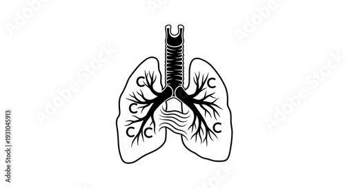 Human Lungs with Carbon Particles Illustration