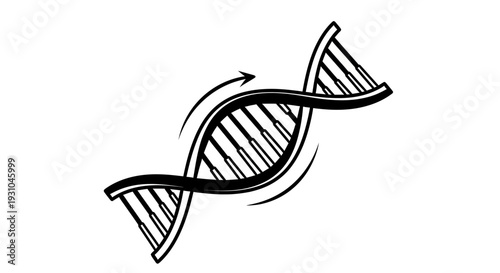 DNA Double Helix Structure with Arrow Indicating Rotation - Science and Genetics Concept
