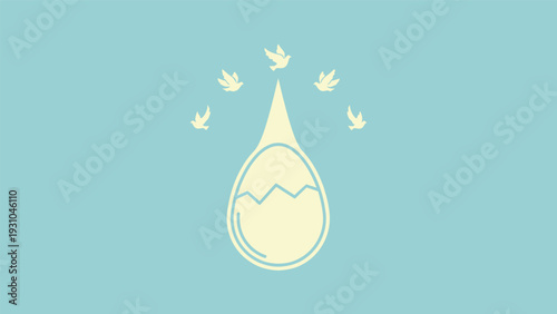 Bird Hatching from Egg Illustration Concept.