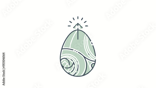 Illustrated Egg with Swirling Patterns and Sparkle.