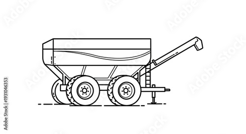 Agricultural Grain Cart - Line Art Illustration