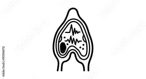 Abstract Heartbeat Waveform and Cell Structure Icon