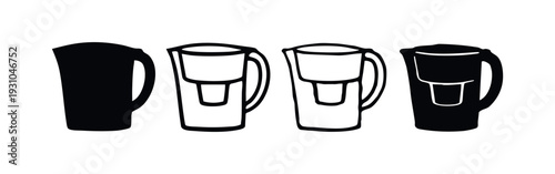 Classic Coffee Pot or Carafe Vector Icon Set. Kitchen Appliance for Brewing Hot Coffee Beverage Symbols.
