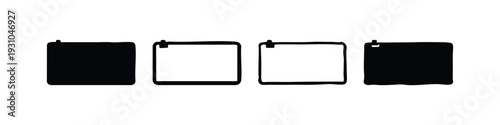 Set of square blank frame or tablet icons with varying styles, ideal for placeholders and notes