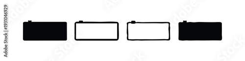 Diverse square blank frame and tablet icons set, featuring flat, outlined, and hand-drawn styles