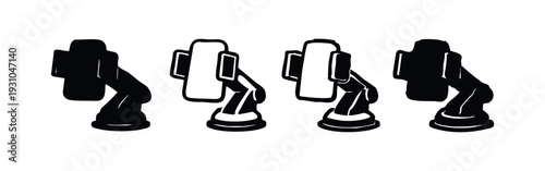 Car Phone Holder Icon Set - Various Smartphone Mounts for Vehicle Dashboards or Windshields.