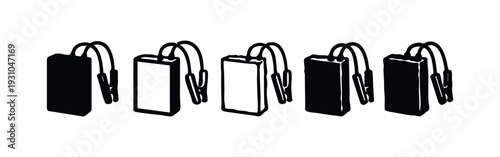 Portable Power Bank and Jump Starter Icons with Cables.