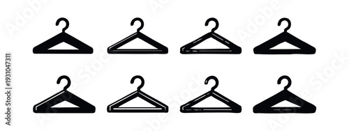 Diverse Set of Hand Drawn Clothing Hanger Vector Icons. Fashion and Storage Doodles on White Background.