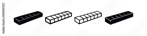 Isometric 3D Block Container Vector Icons Set - Solid and Outline Styles