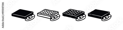Isometric Hand-drawn Air Filter Icon Set with Plug and Cord in 3D Style