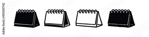 Collection of Hand Drawn Spiral Notebook and Calendar Vector Icons