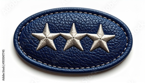 Blue oval patch w/ three silver stars, textured