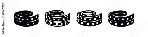 Collection of Hand Drawn Film Strip and Movie Reel Vector Illustrations