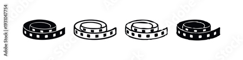 Doodle Style Film Strip and Movie Reel Set in Black and White
