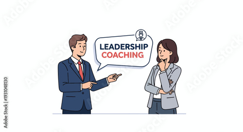 Man and Woman Discussing Leadership Coaching.