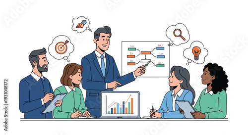 Business Team Discussing Project with Charts.