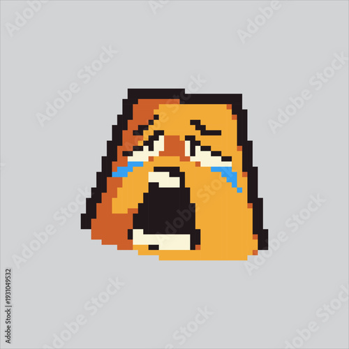 Pixel art illustration Sad Face. Pixelated Sad Emoji. Sad Face Emoji Expression Icon pixelated for the pixel art game and icon for website and video game. old school retro.