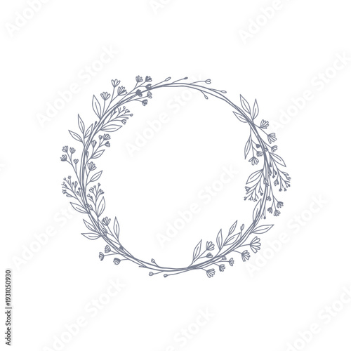 Elegant Floral Wreath Border with Delicate Twigs and Tiny Blossoms