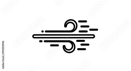 Wind blowing icon, weather symbol, isolated on white background, clean design
