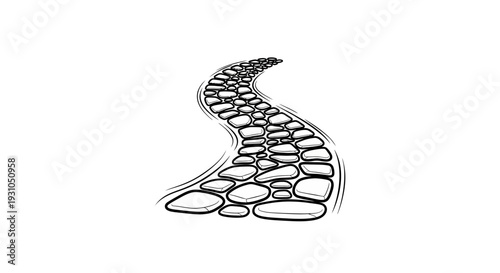Winding Stone Path Illustration - Garden Walkway Design
