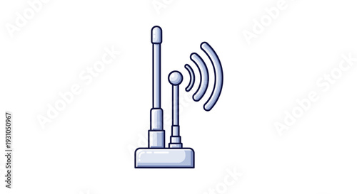 Wireless Communication Antenna Icon - Signal Transmission Technology