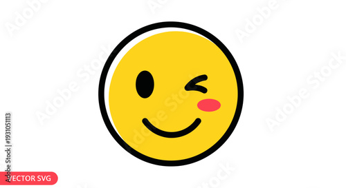 Winking Smiley Face Emoji with Blush - Happy Expression
