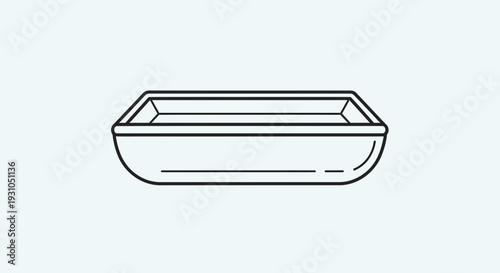 Simple Line Art Illustration of an Empty Rectangular Cat Litter Box