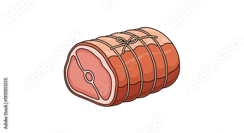 Raw Beef Roast Tied with Twine, Ready for Cooking - Isolated