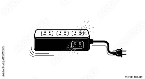 Power Strip Overload Sparks: Electrical Hazard, Danger, Surge Protector, Short Circuit