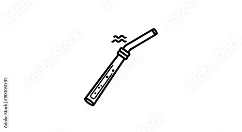 Hand-drawn icon of a clarinet playing music, simple black and white illustration