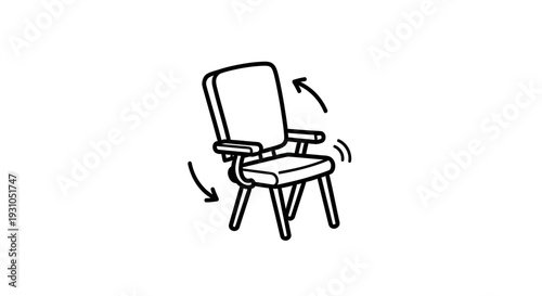 Hand-drawn illustration of a rocking chair with curved arrows indicating movement