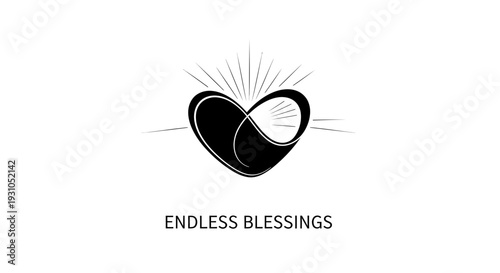Endless Blessings Heart Infinity Symbol Logo with Rays of Light