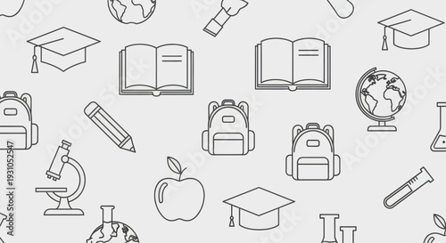 Education Icons Featuring Books and Graduation.